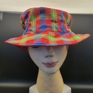 Totes Plaid Rain Hat‎ Wide Brim Bucket Hat Colorful 90s Style